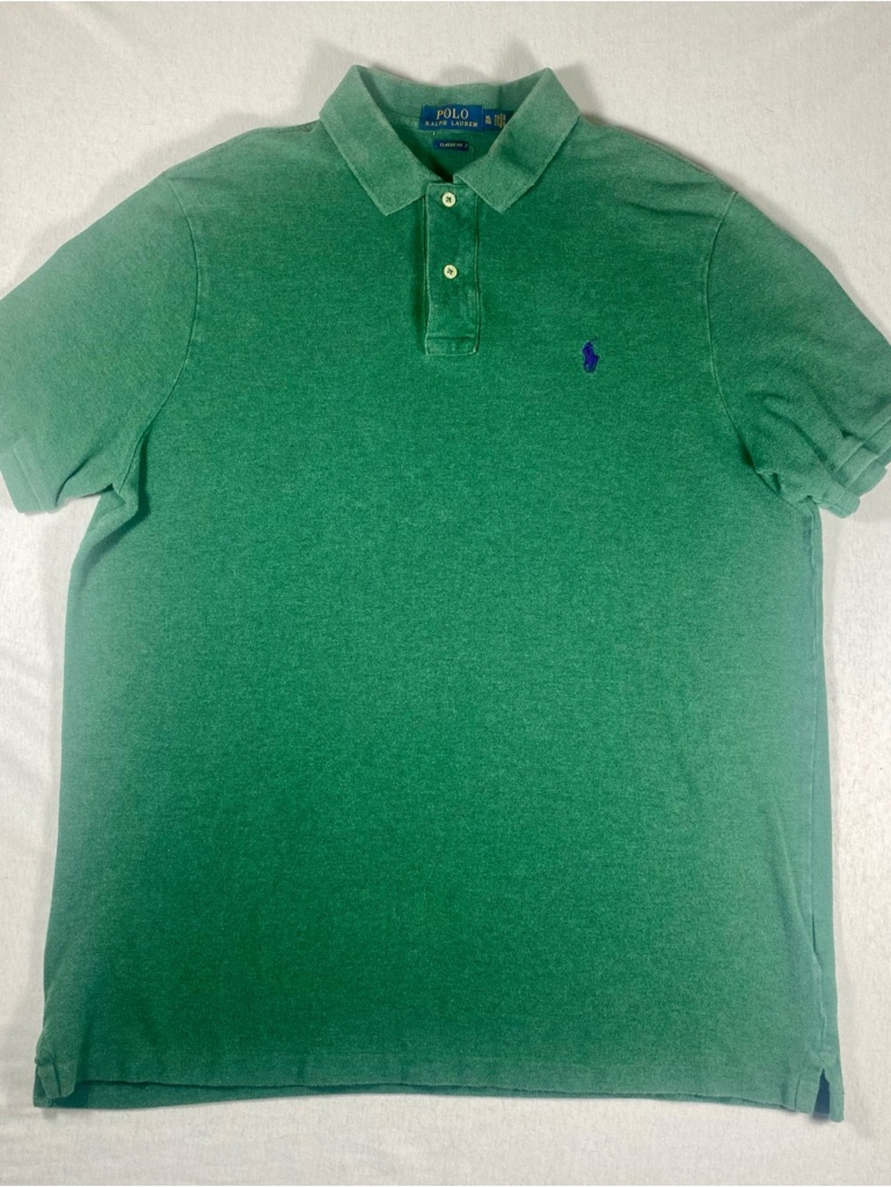 Polo Ralph Lauren Classic Fit Polo Green Cotton Golf Shirt Men's XL w Blue Pony